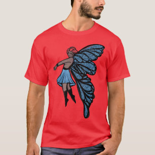 Camiseta Arte de Flores Azuis de Fada de Jardim Láteo