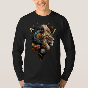 Camiseta Arte de Flores de Leão Impressão de Animal Arte Mo