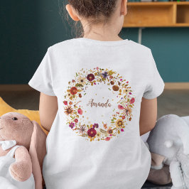 Camiseta Arte de Flores Prensadas em Círculo Florido Femini