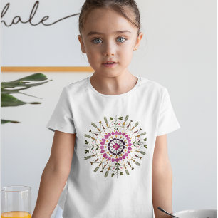 Camiseta Arte de Flores Pressionadas Mandala Única Feminina