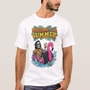 Camiseta Arte de Foice de Férias de Verão Flamingo