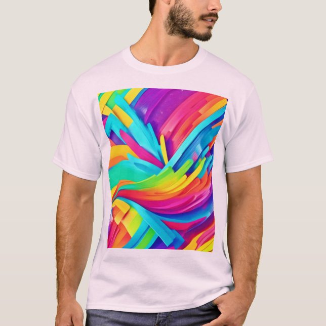 Camiseta Arte de Formas Abstratas Vibrantes (Frente)