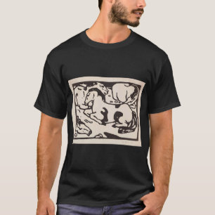 Camiseta Arte de Franz Marc Duas Gatos, Azul e Amarelo Fran
