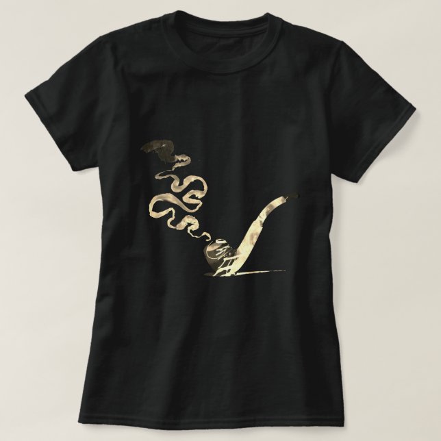 Camiseta Arte de Fumar Cachimbo (Vintage) (Frente do Design)
