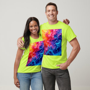 Camiseta Arte de Fusão de Cores Vibrante
