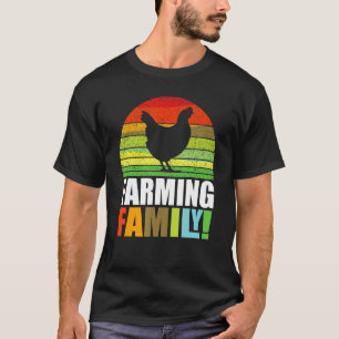 Camiseta Arte de Galinha de Família Agrícola Retrô