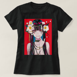 Camiseta Arte de Garota de Anime Estética Escura