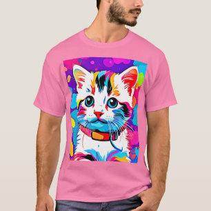 Camiseta Arte de Gatinho Colorida