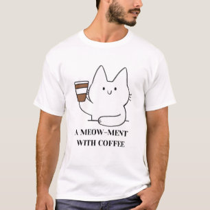 Camiseta Arte de Gato de Café Bonito - Design de Kawaii Min