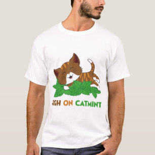 Camiseta Arte de gato de desenho animado engraçado e drogad