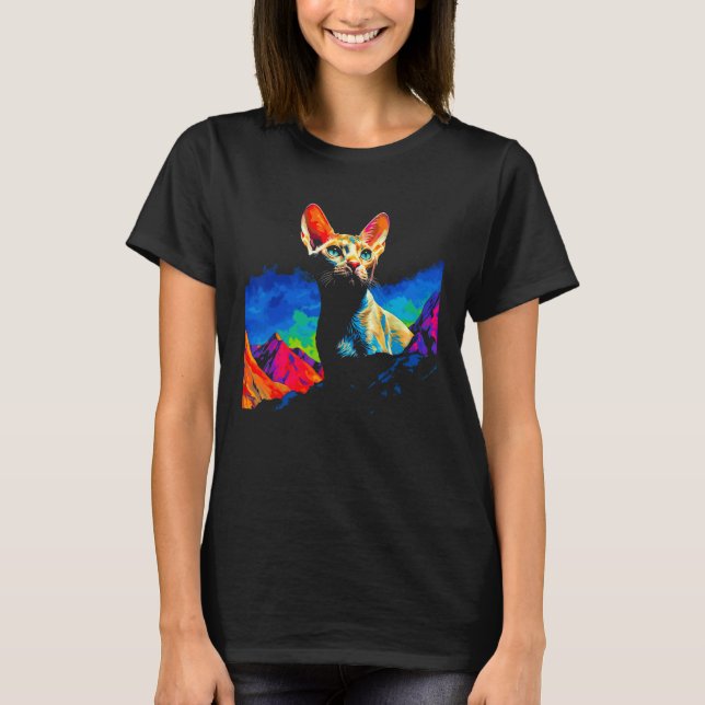Camiseta Arte de Gato Devon Rex (Frente)