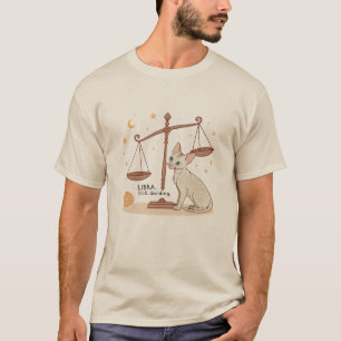 Camiseta Arte de Gato do Zodíaco de Libra em Equilíbrio Ain