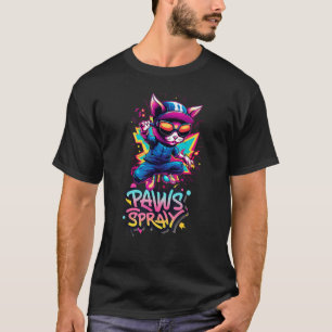 Camiseta Arte de Gato Engraçada com Spray Arte Urbana Elegâ