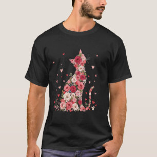 Camiseta Arte de Gato Floral Fofa para Proprietários de Gat
