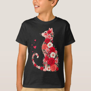 Camiseta Arte de Gato Floral Fofo Proprietários de Gatos Fl