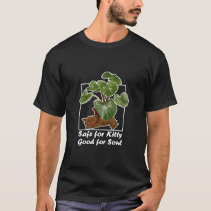 Camiseta Arte de Gato Fofo Adormecido Planta Segura para Ga