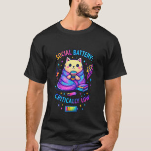 Camiseta Arte de Gato Fofo com Bateria Social Críticamente