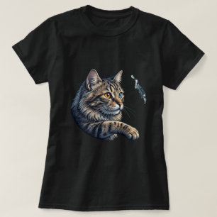 Camiseta Arte de Gato Fofo com Heterochromia