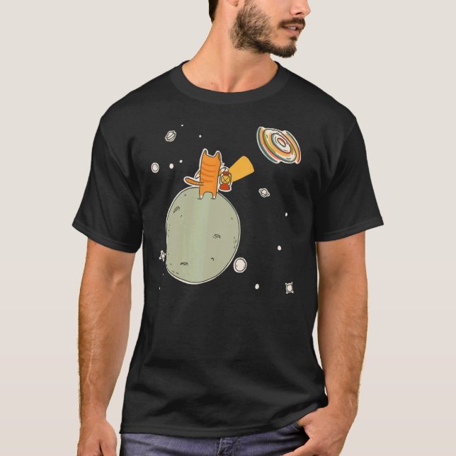 Camiseta Arte de Gato Fofo no Espaço Sideral (Frente)