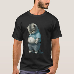 Camiseta Arte de Gato Gordo Engraçado Design Amante de Gati
