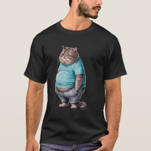 Camiseta Arte de Gato Gordo Engraçado Design Gato Gordinho 