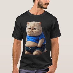 Camiseta Arte de Gato Gordo Engraçado Design Gato Gordinho 