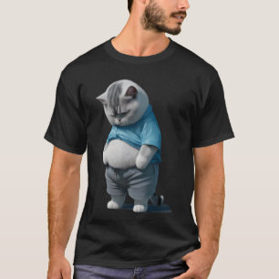 Camiseta Arte de Gato Gordo Triste Engraçado Design Amante 