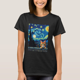 Camiseta Arte de Gato Inspirada em Van Gogh Amantes de Pint