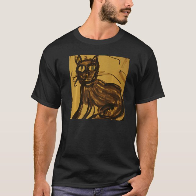 Camiseta arte de gato maluco kitten piada (Frente)