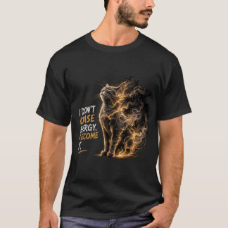Camiseta Arte de Gato se Transformando em Fumaça de Energia