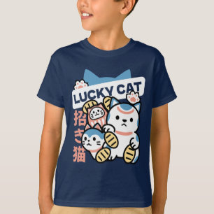 Camiseta Arte de Gato Sortudo – Maneki Neko com Moeda de Ou