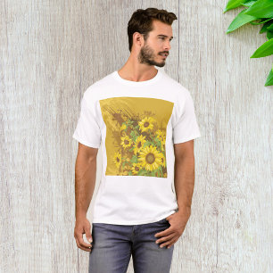 Camiseta Arte de Girassol Grunge Negrito Rústico Floral Ama