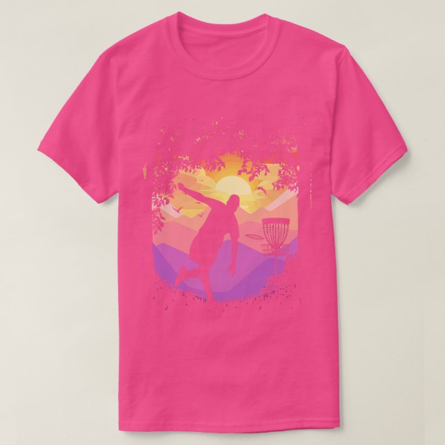 Camiseta Arte de Golfe do Disco Pixel Sunset Tree Enquadrad (Frente do Design)