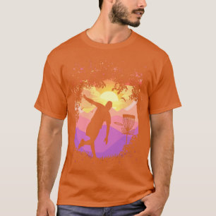 Camiseta Arte de Golfe do Disco Pixel Sunset Tree Enquadrad