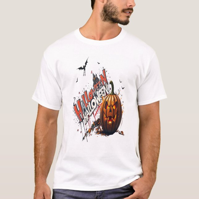 Camiseta arte de grafite de abóbora de halloween (Frente)