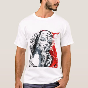 Camiseta Arte de Grafite de Freira Tatuada