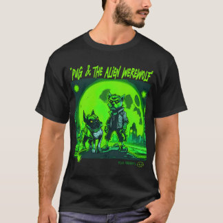 Camiseta Arte de Grafite de Pug e Lobisomem 10