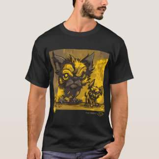 Camiseta Arte de Grafite de Pug e Lobisomem 2