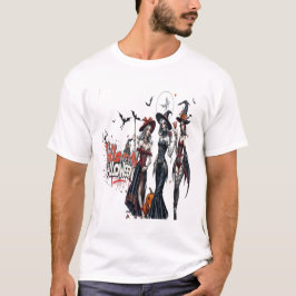 Camiseta arte de grafite de senhoras de halloween família m