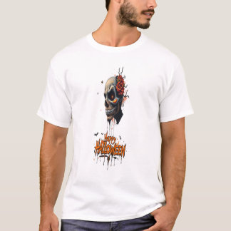 Camiseta arte de grafite facial de Halloween para homens e
