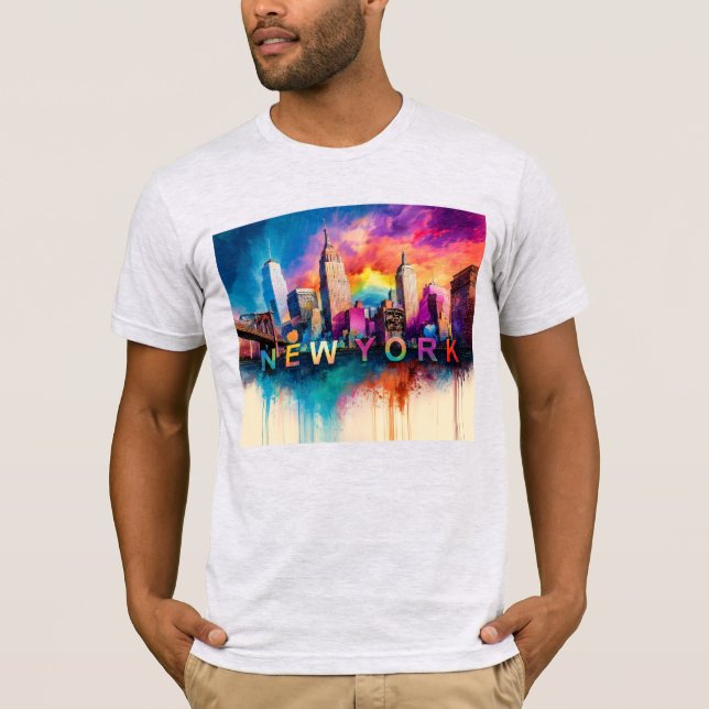 Camiseta Arte de Grafite Skyline Nova Iorque (Frente)