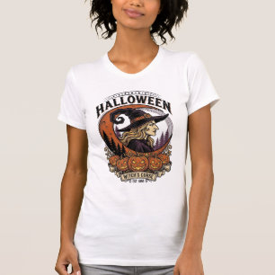 Camiseta Arte de Gravura de Lua de Abóbora de Halloween de