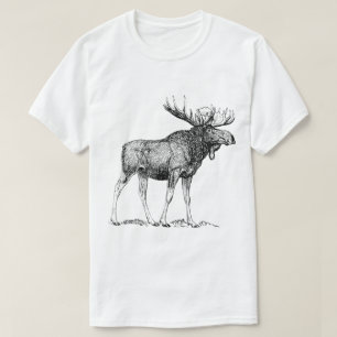 Camiseta Arte de gravura de vida selvagem de alce vintage
