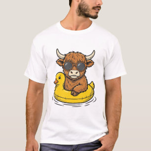 Camiseta Arte de gravura vintage de pato de vaca das Terras