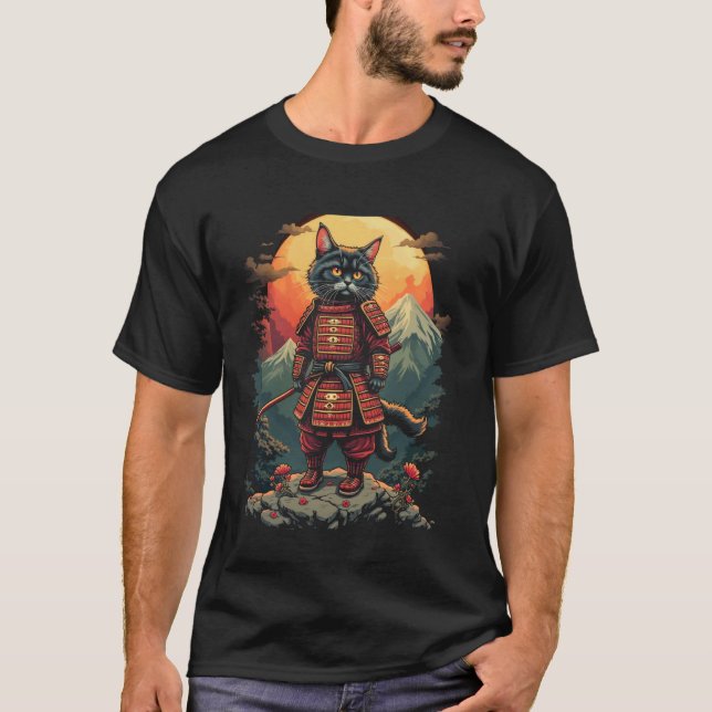Camiseta Arte de guerreiro gato (Frente)