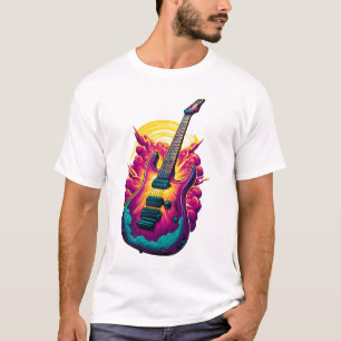 Camiseta Arte de Guitarra Elétrica Neon Burst