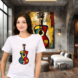Camiseta Arte de Guitarra Expressionista Abstrata – Música