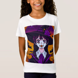 Camiseta Arte de Halloween de Bruxa de Animes Góticos