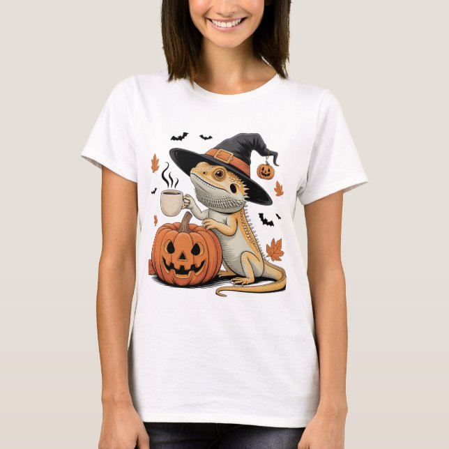 Camiseta Arte de Halloween de Bruxas de Dragão (Frente)
