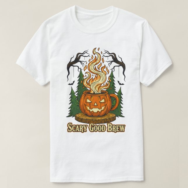Camiseta Arte de Halloween de Café de Bombaim (Frente do Design)